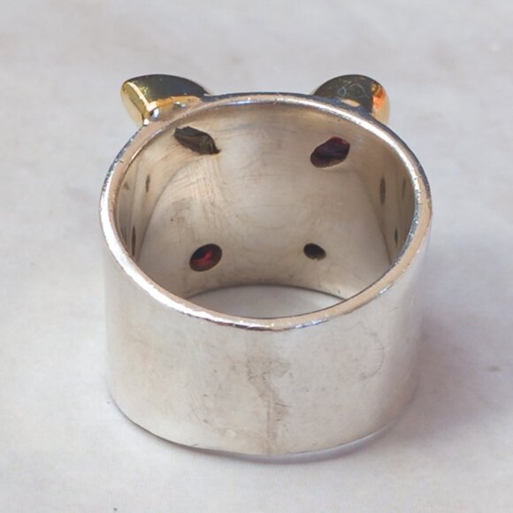 Michou Sterling & 22k Vermeil Wide-Band Ring w / Garnet, Citrine & Amber - Picture 8 of 13